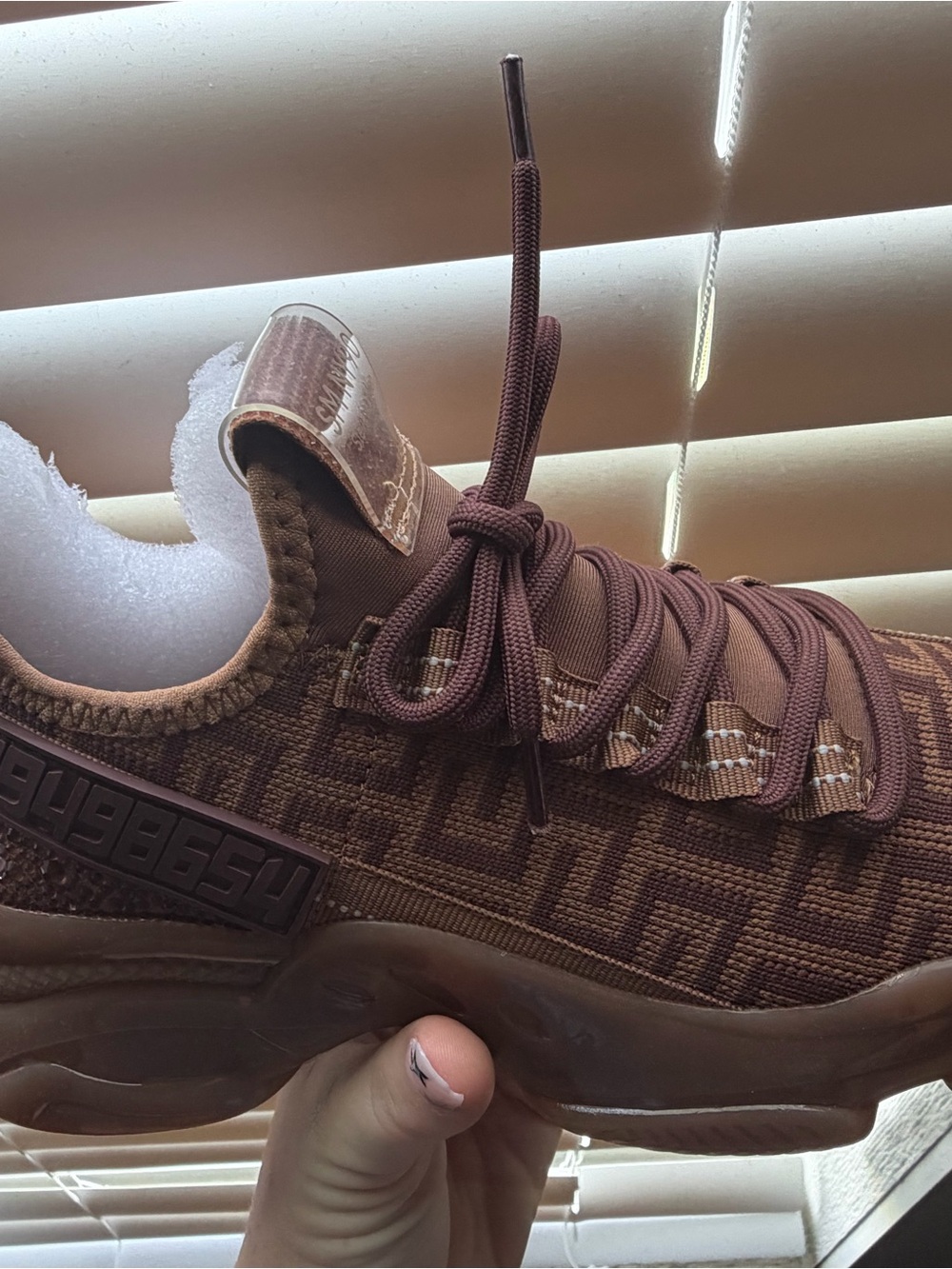 Maxima Brown Knit Lace-Up Women's Sneakers